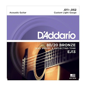 D'ADDARIO EJ13 -    , 11-52, , 80/20 CUSTOM LIGHT