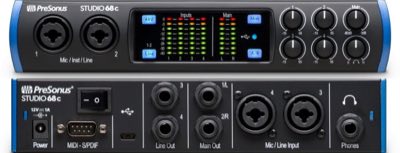 PreSonus Studio 68C аудио/MIDI интерфейс,USB-C 2.0, 6вх/6 вых каналов, предусилители XMAX, до 24 бит