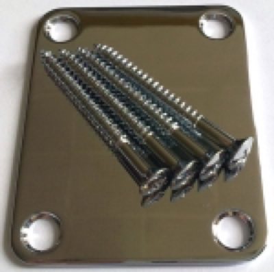 Maxtone BP-80K/C держатель грифа эл. гитары, с пластиковой прокладкой, 4 шурупа, хром