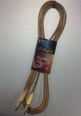 D'Andrea CLMG-15 шнур инструментальный Jack-Jack, 4.5м, в прозрачной оплетке, джеки металл, золото