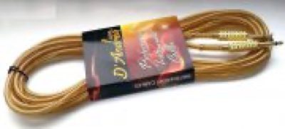 D'Andrea GMAS-15 шнур инструментальный Jack-Jack, прямой-угловой, 4.5м в прозрачной оплетке, золотой
