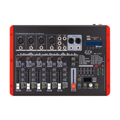 ZTX audio Mix 4.1.Fx микшерный пульт 4mono, 1stereo каналы с MP3/SD/DSP/BT