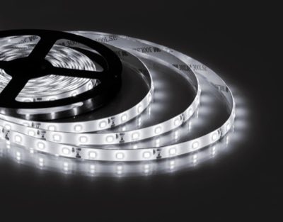 Лента светодиодная SMD3528/60/12V-WT холодный белый/белая основа влаг.