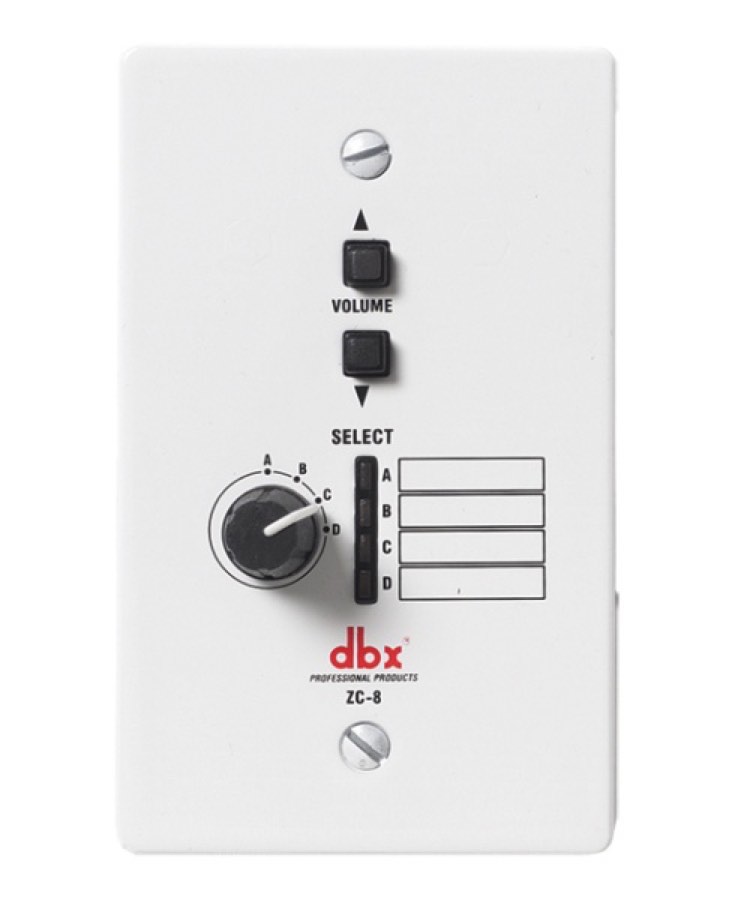 dbx ZC-8 настенный контроллер. 4-позиционный селектор источника/зоны + 2-кнопочный регулятор громкос