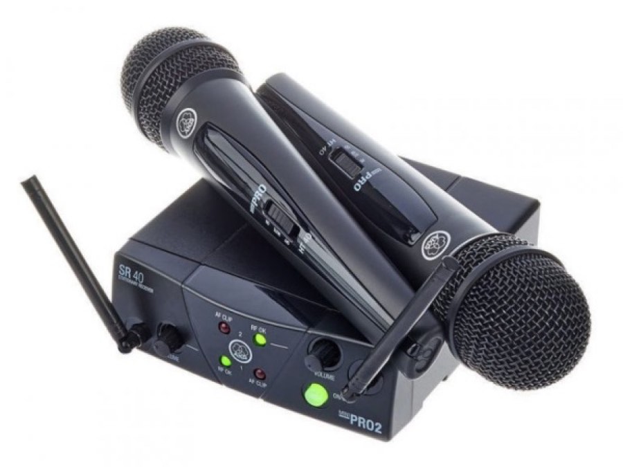 AKG WMS40 Mini2 Vocal Set US25AC вокальная радиосистема с приёмником SR40 Mini Dual и двумя ручными