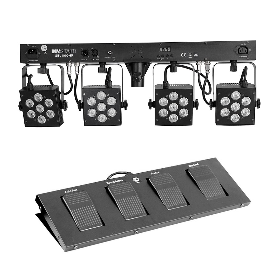 Involight SBL1000HP - 4хLEDPAR (7 шт. 3 Вт RGB мультичип) в кейсе+ контроллер (без стойки)