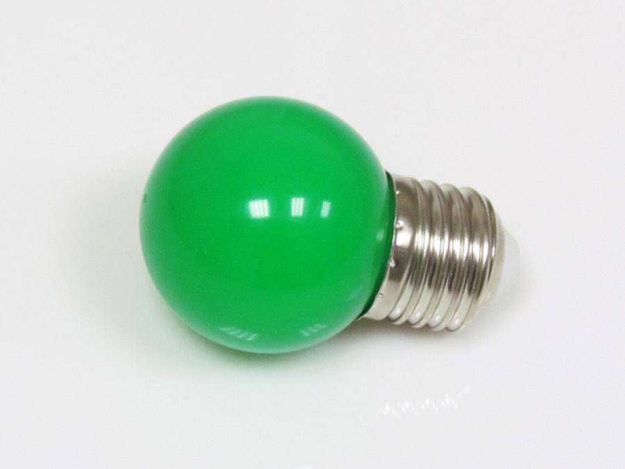 Светодиодная лампа LED G45 220V-240V Green, LED лампа - шарик с цоколем E27, 45 мм, (5 светодиодов),