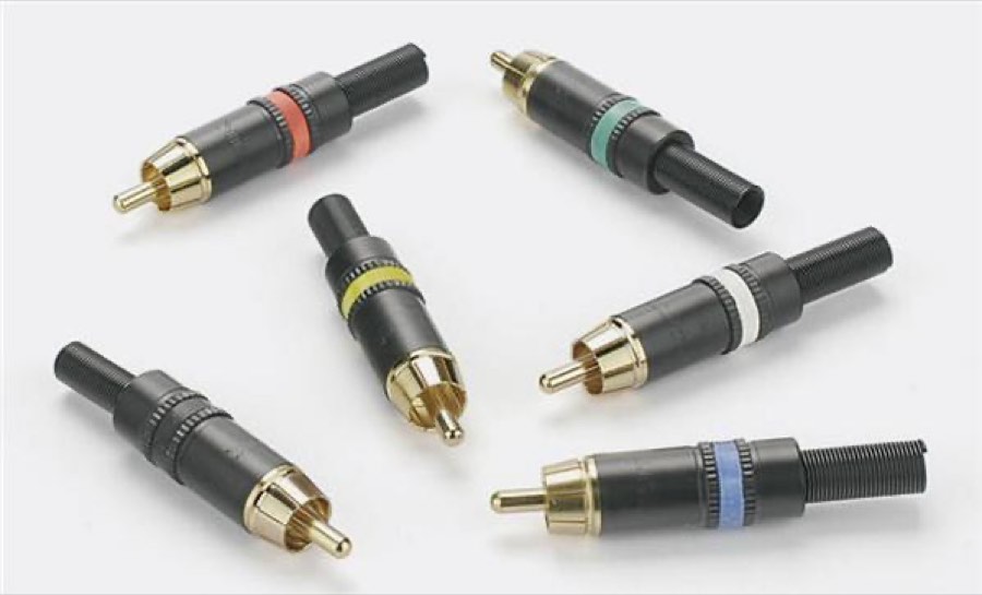 MRR373-BLK разъем RCA, phono, кабельный "папа", контакты позолоченные, корпус-черный хром