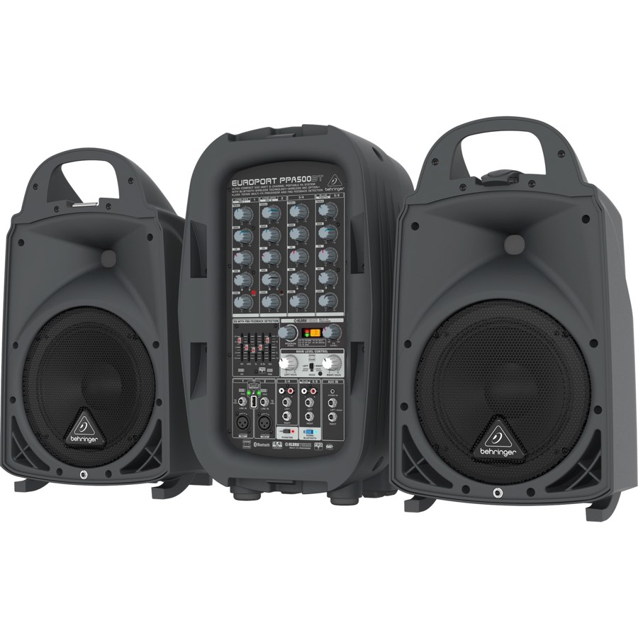 Behringer PPA500BT - 6-кан. порт. система звукоусиления, 8"+1", 2х250Вт 4Ом, 2х160Вт 8Ом, DSP.