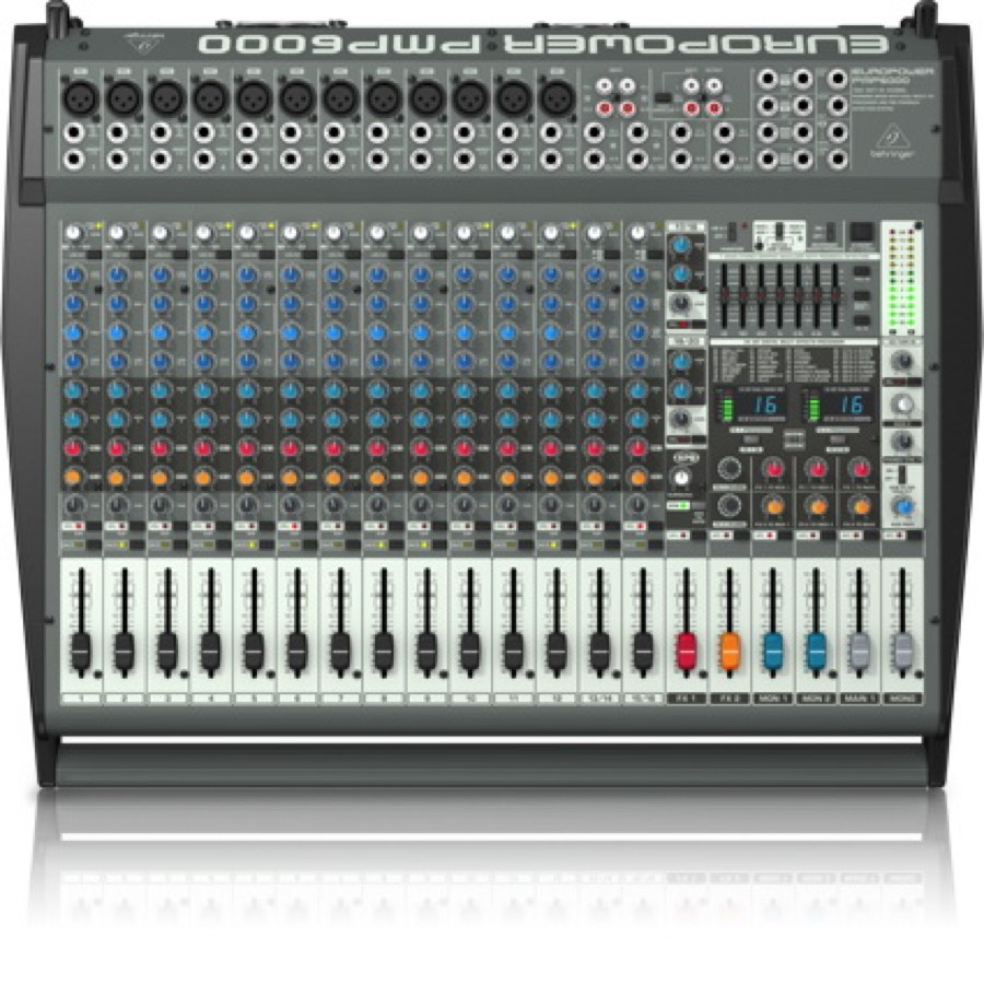 BEHRINGER PMP6000 - микшер-усилит,2х800 Вт,12 моно/4 стер,эквалайзер,эффекты,подавитель обр.связи